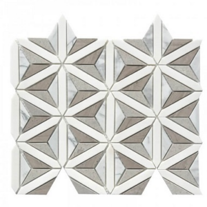 Cassia Wooden Grey / Crystal White Marble Mosaic