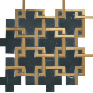 Chainlink Marquina Black / Gold Marble Mosaic
