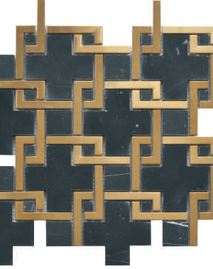 Chainlink Marquina Black / Gold Marble Mosaic