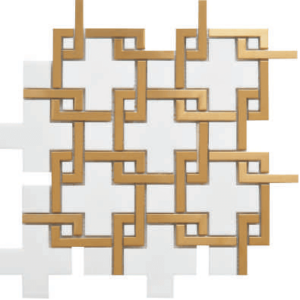 Chainlink Thassos White / Gold Marble Mosaic