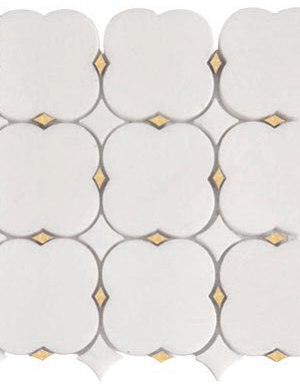 Lorenzo Thassos White / Gold Marble Mosaic