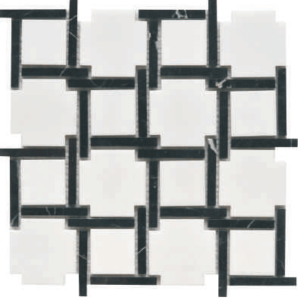 Maze Thassos White / Marquina Black Marble Mosaic