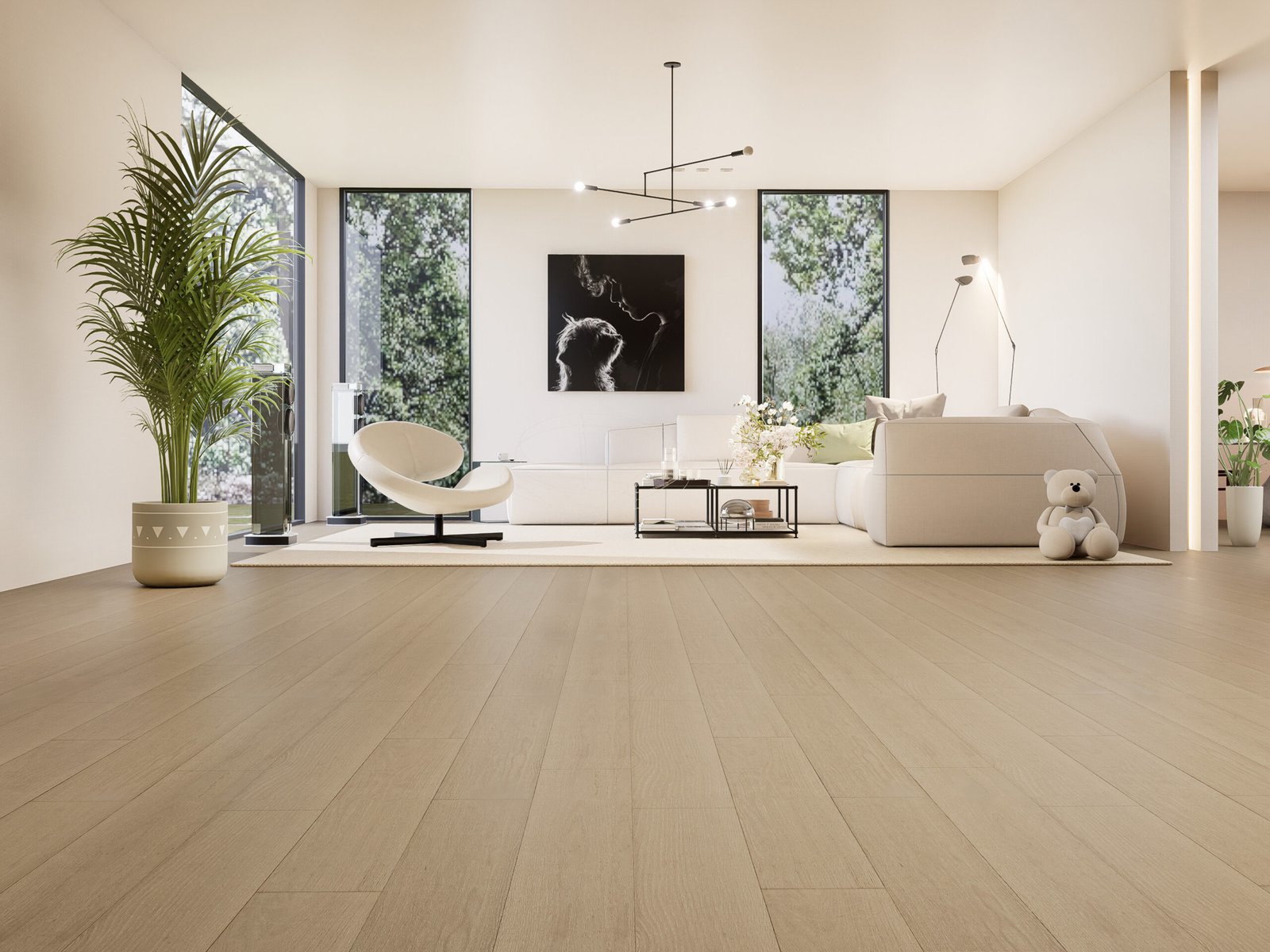 Minimal pattern modern vinyl plank floor in Vancouver