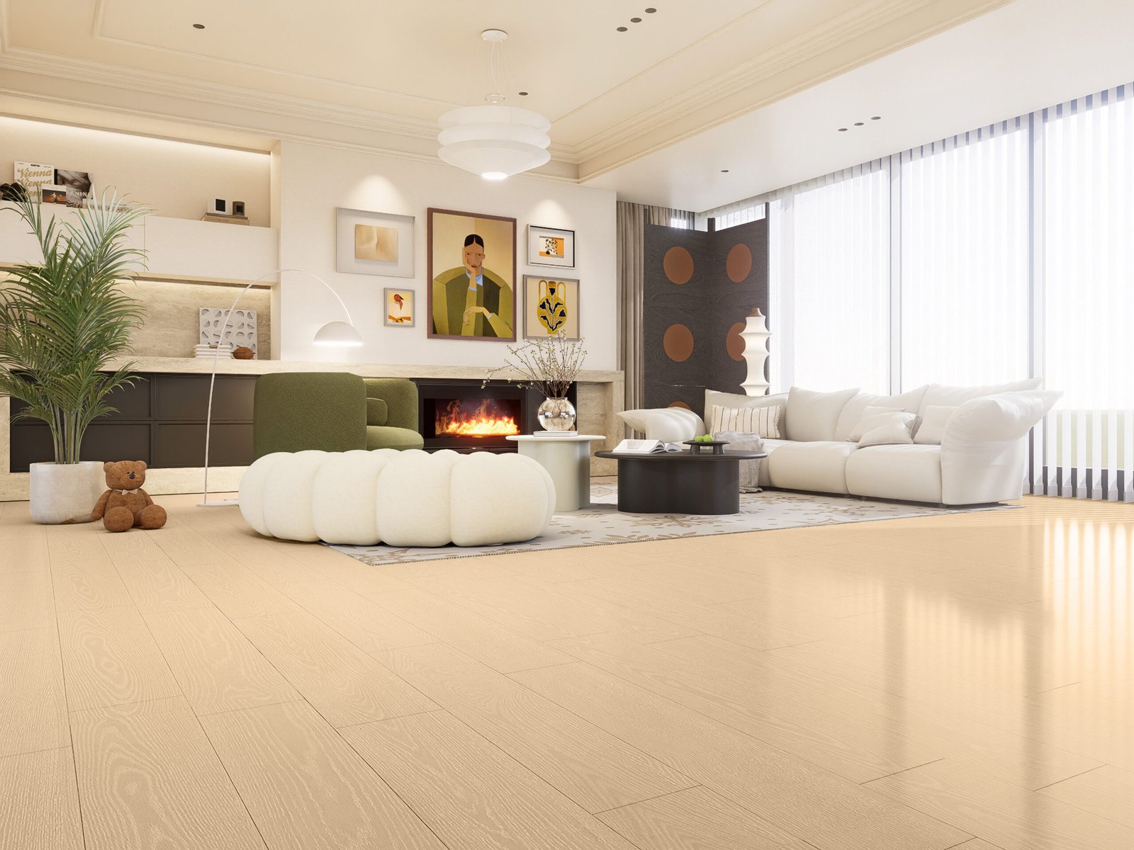 Scandinavian light vinyl plank flooring with minimal grain in Vancouver