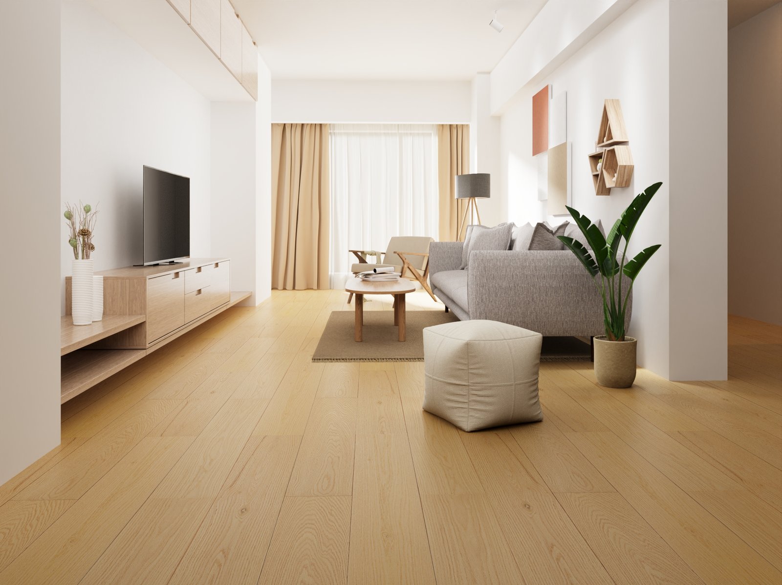 Light oak minimal grain vinyl plank flooring in Vancouver