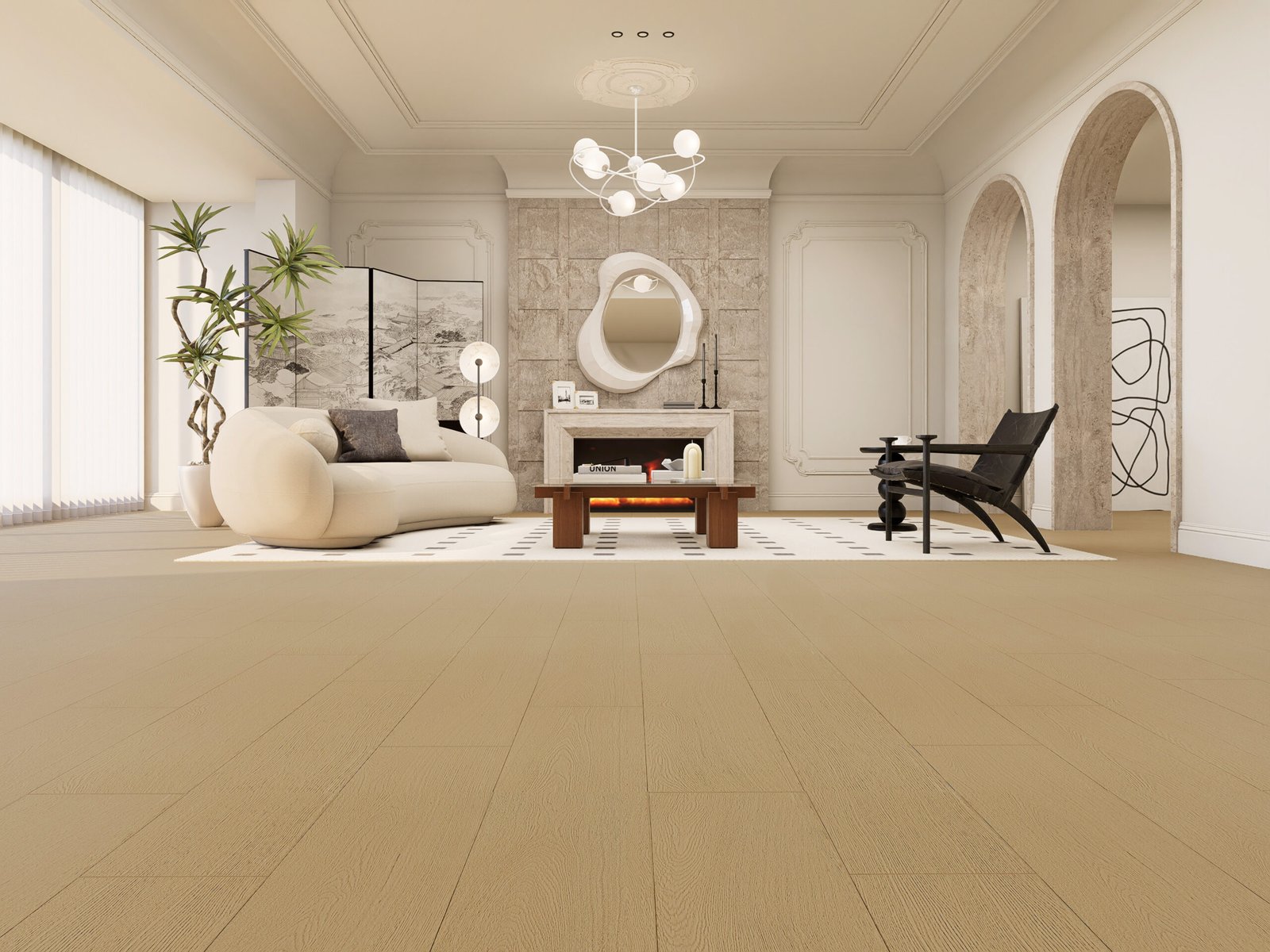 Waterproof vinyl plank flooring in a modern Vancouver loft