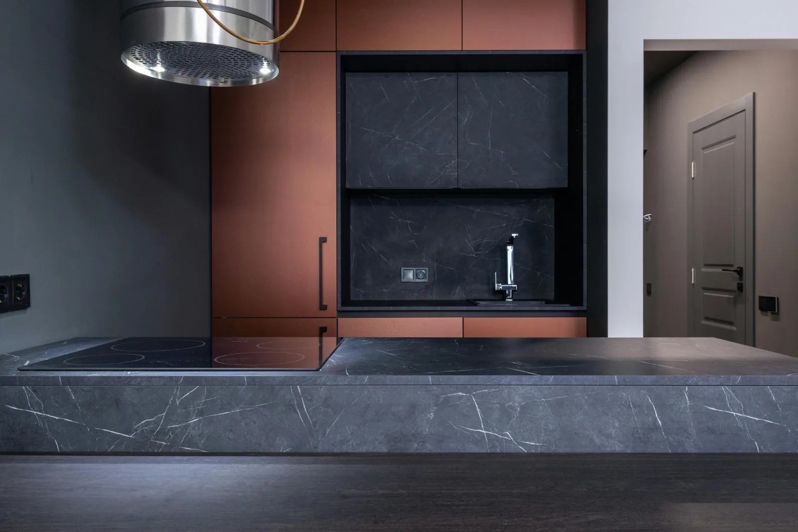 Dark granite countertop installation for a modern kitchen in Vancouver BC